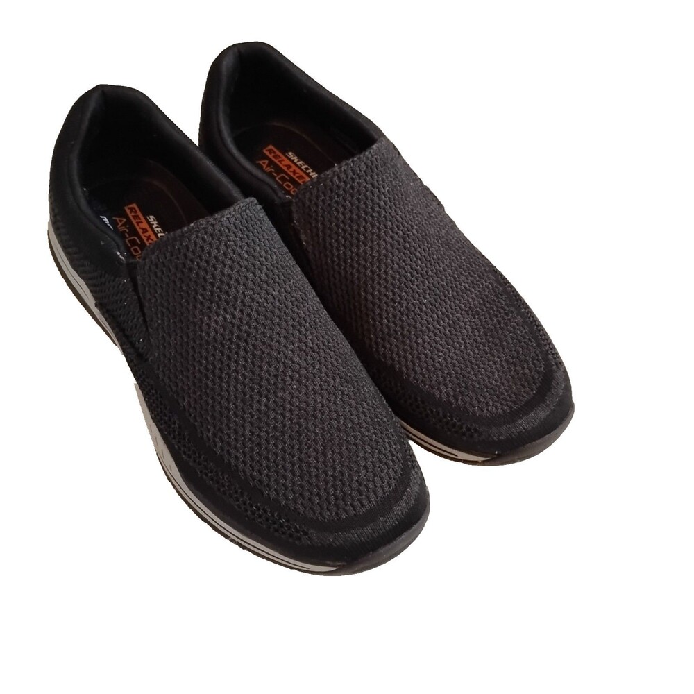 Skechers Relaxed Fit Air-cooled Memory Foam Mens Size 10 Black Slip-on Sneakers
